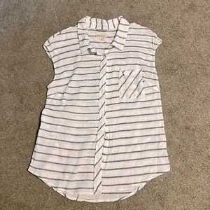 Chiffon white and grey/blue striped tank